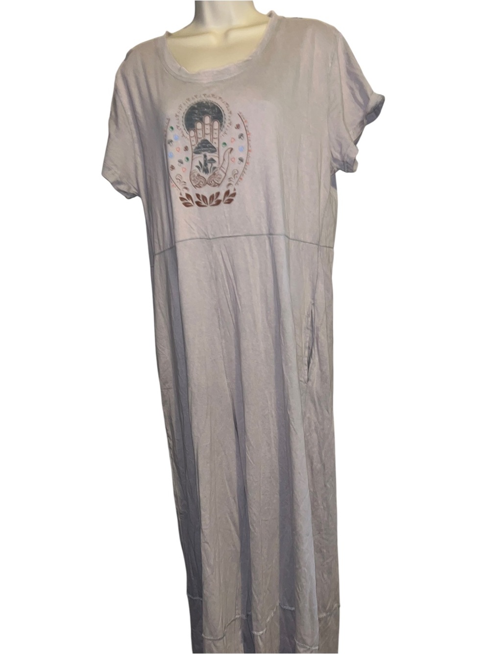 Yak & Yeti L/XL Lavender Wide Leg Jumpsuit Embroidered Boho Pockets NWT - Picture 3 of 5